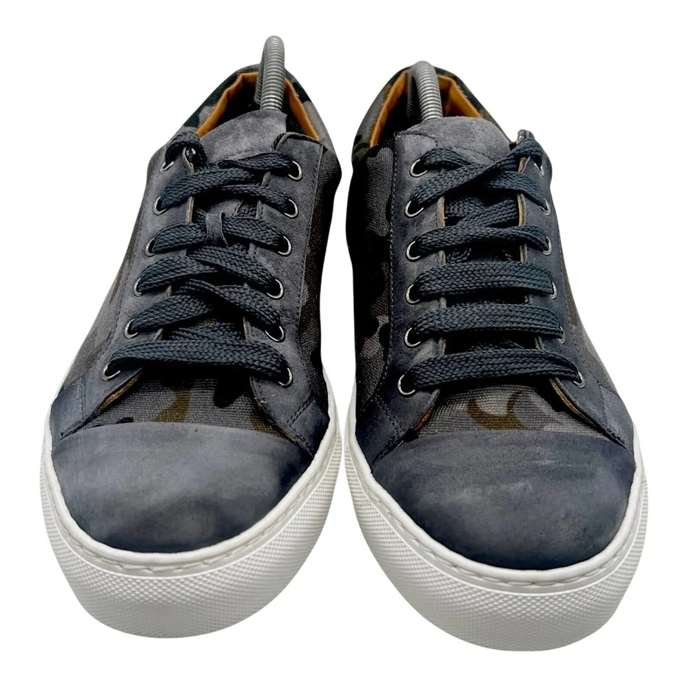 Donald Pliner Christy Camo Canvas Suede Low Top Sneakers Mens 10 Gray Blue Spain